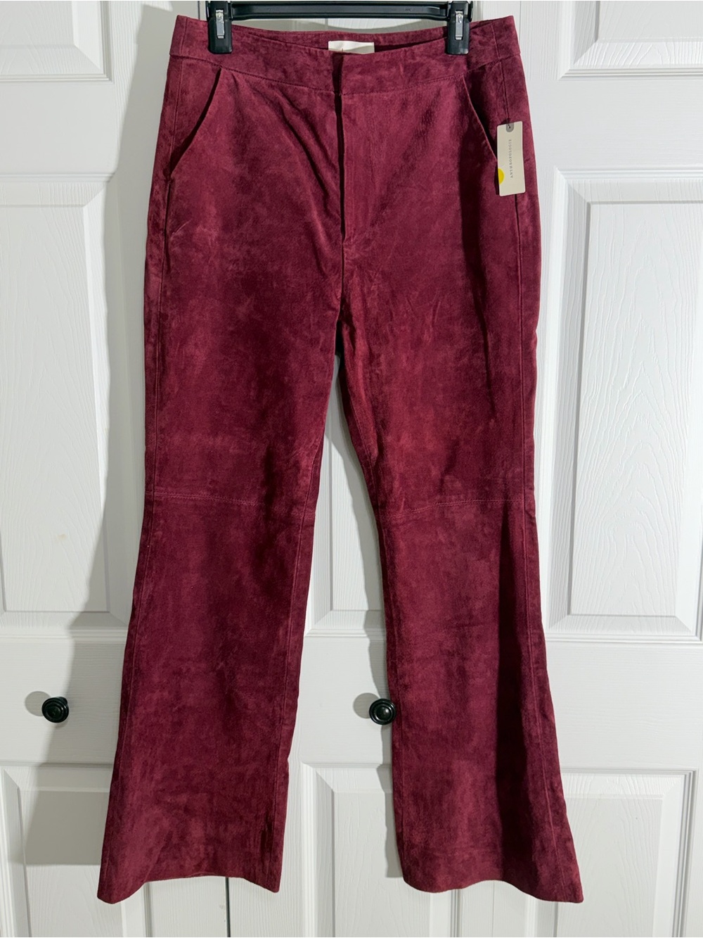 Anthropologie Carson suede flare pants